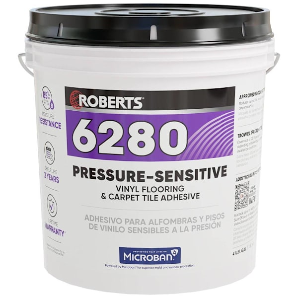 Roberts 6280 Pressure-Sensitive Releasable Multi-Flooring Adhesive - 4 Gal. / 15.14 L