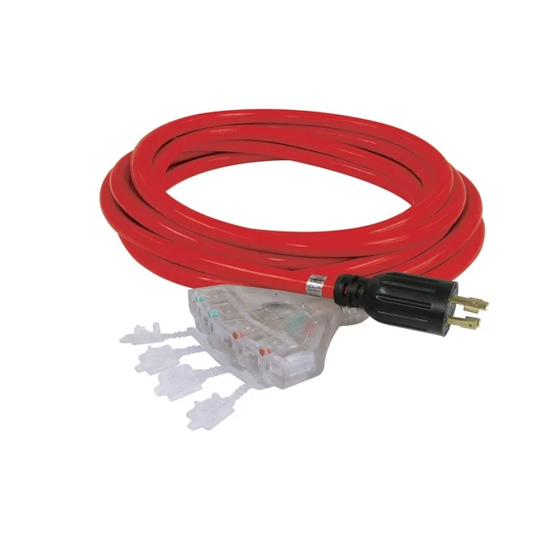 25′ Generator Extension Cord w/ Quad Tap – L14-30P 240V 30A