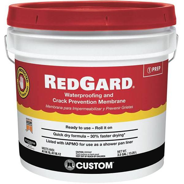 Custom Building Products Redgard 3-1/2 Gal, Waterproof/Crack Prevention Membrane