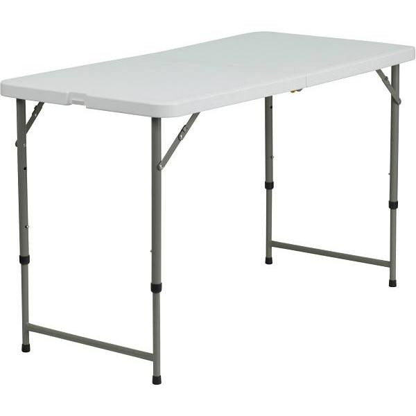47.75 In. Granite White Plastic Tabletop Metal Frame Folding Table