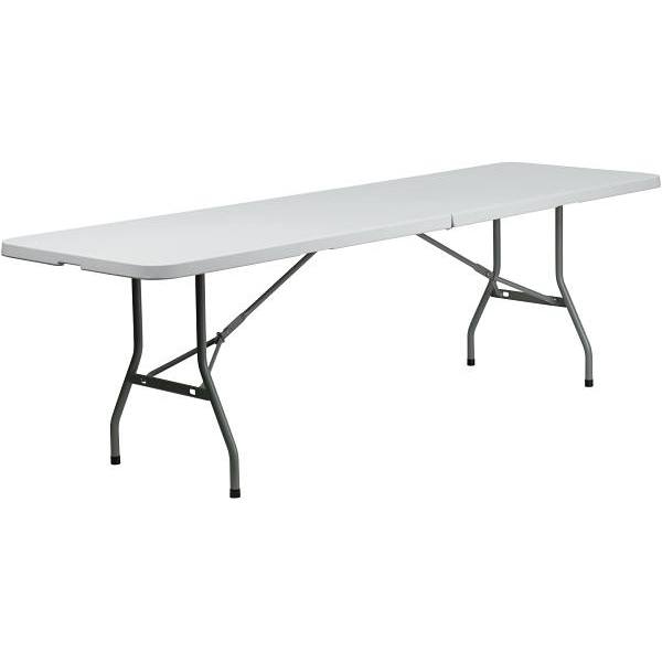 Carnegy Avenue 96 In. Granite White Plastic Tabletop Metal Frame Folding Table