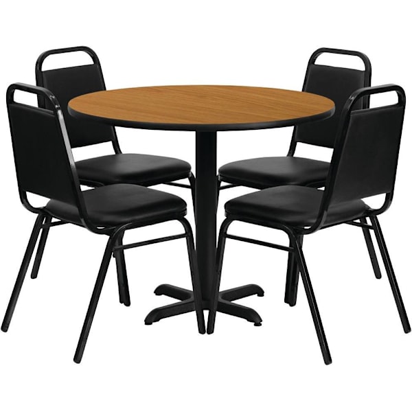 Carnegy Avenue 5-Piece Natural Top/Black Vinyl Seat Table And Chair Set