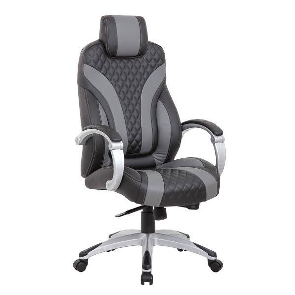 Boss Office Products High Back Executive Desk Chair, Gray/Black