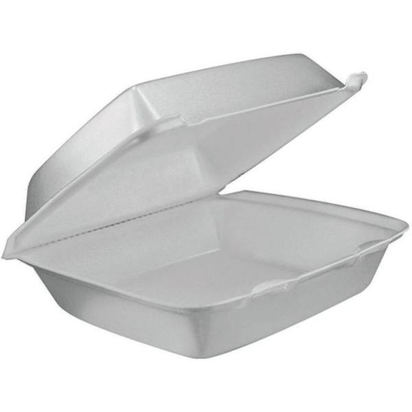 Dart White Medium Hinged 1-Compartment Containers W/ Removable Lid Case Of 200
