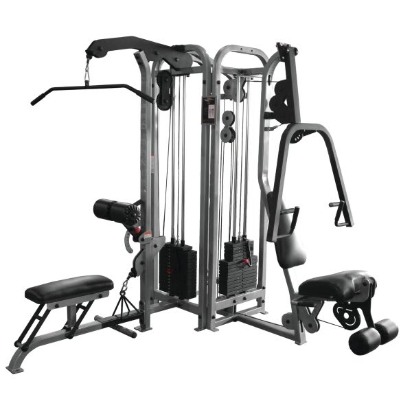Corner Unit Gym - Leg Curl, Extension, Chest & Shoulder Press, Hi Lat Pull & Row, & Bicep & Triceps