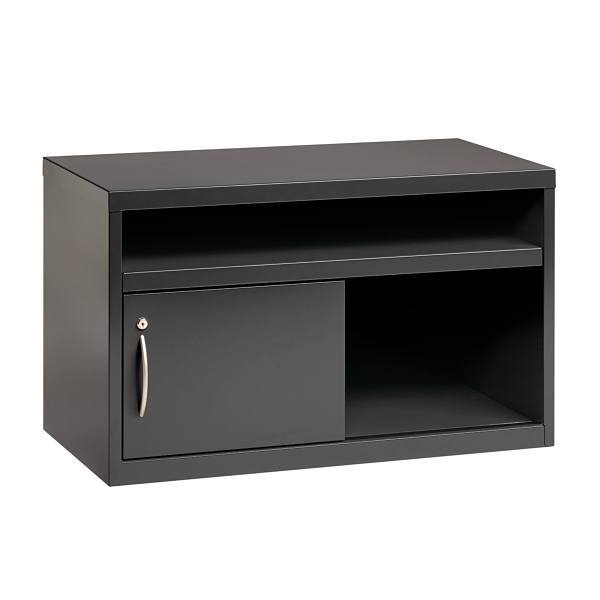 Hirsh 36" Wide Low Credenza Lateral Cabinet W/ Open Shelves, Black