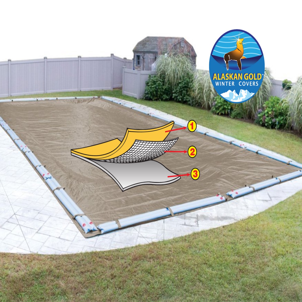 30 ft x 50 ft Alaskan Gold Rectangular Inground Winter Cover