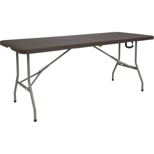 71 In. Plastic Tabletop Metal Frame Folding Table (Brown)