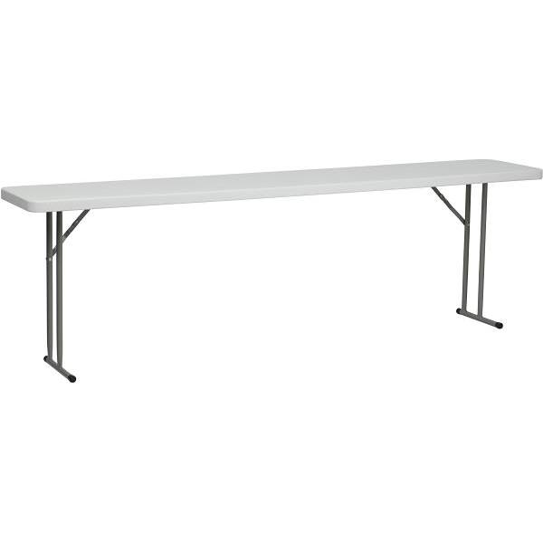96 In. Plastic Tabletop Metal Frame Folding Table (White)