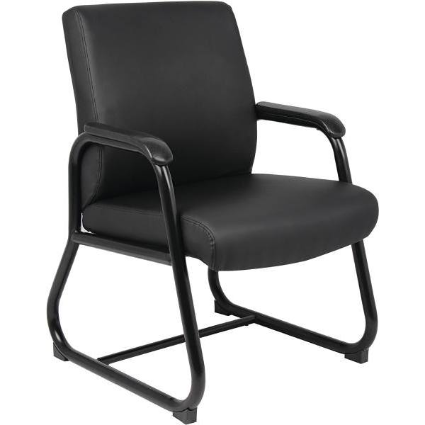 Boss Office Products Guest Chair With Heavy Duty Steel Frame (Black) (Vinyl)