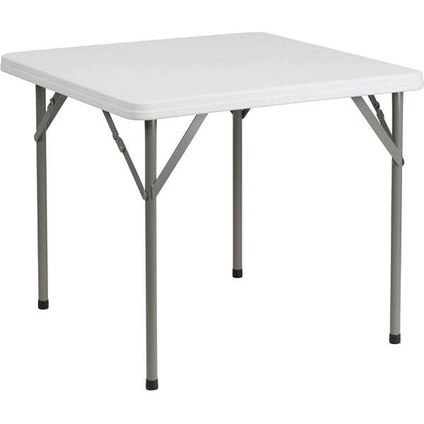 Carnegy Avenue 34.25 In. Plastic Tabletop Metal Frame Folding Table (Granite White)