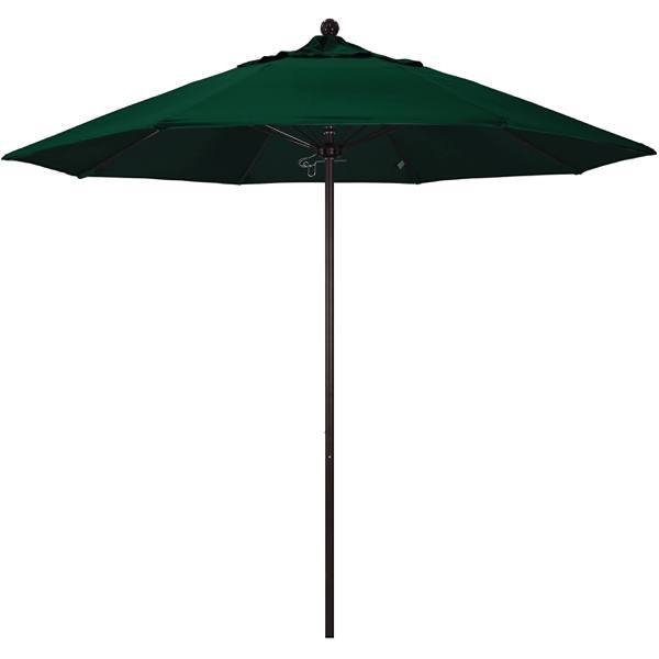 California Umbrella 9' Venture Series Umbrella, Fiberglass Ribs, Bronze Aluminum Pole, Sunbrella Forest Green Fabric