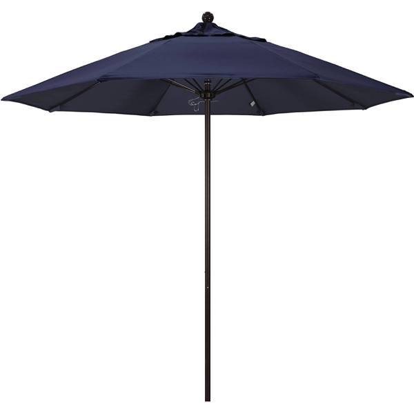 California Umbrella 9' Venture Series Umbrella, Fiberglass Ribs, Bronze Aluminum Pole, Sunbrella Navy Fabric