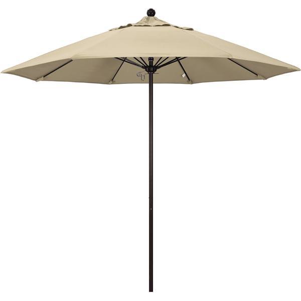 California Umbrella 9' Venture Series Umbrella, Fiberglass Ribs, Bronze Aluminum Pole, Sunbrella Antique Beige Fabric