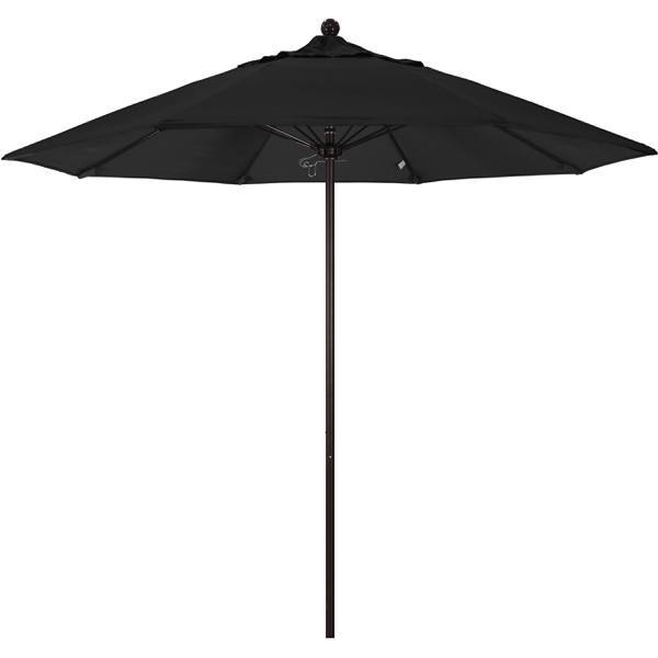 California Umbrella 9' Venture Series Umbrella, Fiberglass Ribs, Bronze Aluminum Pole, Sunbrella Black Fabric