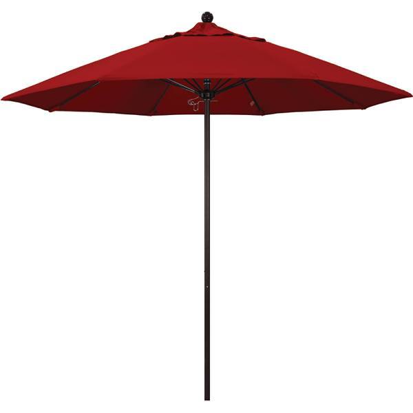 California Umbrella 9' Venture Series Umbrella, Fiberglass Ribs, Bronze Aluminum Pole, Sunbrella Jockey Red Fabric