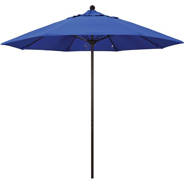 California Umbrella 9' Venture Series Umbrella, Fiberglass Ribs, Bronze Aluminum Pole, Sunbrella Pacific Blue Fabric