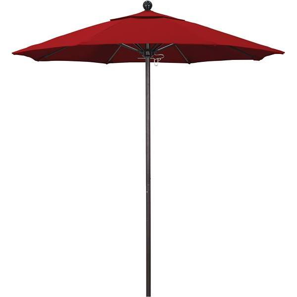 California Umbrella 7.5' Venture Series Umbrella, Bronze Alum Pole, Fiberglass Ribs, Sunbrella Jockey Red Fabric