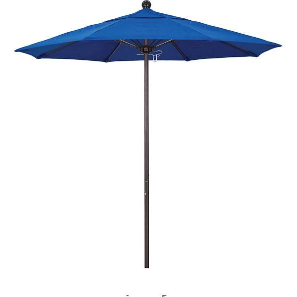 California Umbrella 7.5' Venture Series Umbrella, Bronze Alum Pole, Fiberglass Ribs, Sunbrella Pacific Blue Fabric