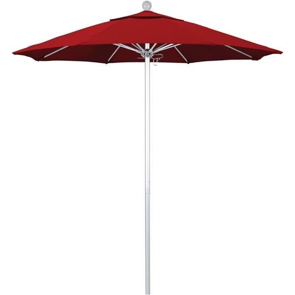 California Umbrella 7.5' Venture Series Umbrella, Silver Alum Pole, Fiberglass Ribs, Sunbrella Jockey Red Fabric