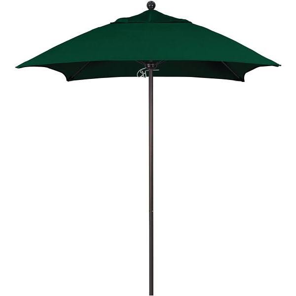 California Umbrella 6' Sq Venture Series Umbrella Fiberglass Ribs Bronze Alum Pole SunbrellaForest Green Fabric