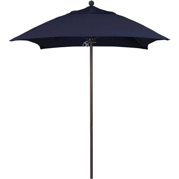 California Umbrella 6' Sq Venture Series Umbrella, Fiberglass Ribs, Bronze Aluminum Pole, Sunbrella Navy Fabric