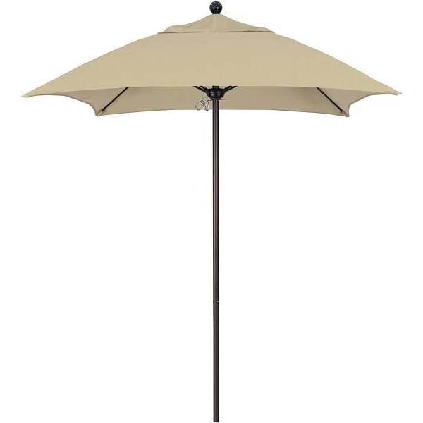 California Umbrella 6' Sq Venture Series Umbrella Fiberglass Ribs Bronze Alum Pole Sunbrella Antique Beige Fabric