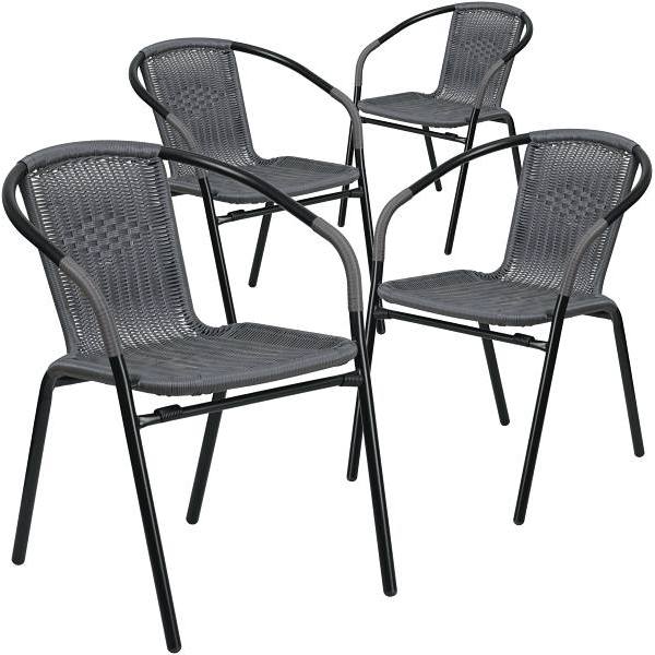 Carnegy Avenue Gray Stackable Metal Outdoor Dining Chair