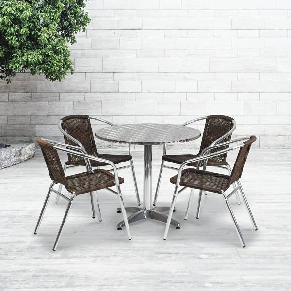 Carnegy Avenue Gray 5-Piece Metal Round Outdoor Bistro Set