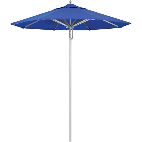 California Umbrella 7.5' Newport Series Umbrella Hvy Duty Fbrgls Ribs Sil Alum Ple Dbl PulleySunbrella Pacific Blue