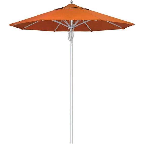 California Umbrella 7.5' Newport Series Umbrella Hvy Dty Fibergls Ribs Slv Alum Pole Pulley Open Sunbrella Tuscan Fabric