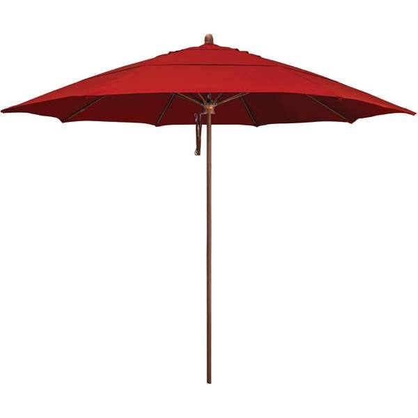 California Umbrella 11' Madera Series Umbrella Hvy Dty Reinforced Alum Ribs Slv Alum Pole SunbrellaJockey Red Fabric