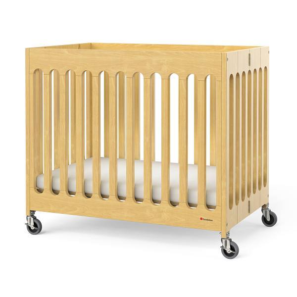 Foundations Compact Boutique™ Folding Crib, Slatted Foam Mattress, Natural
