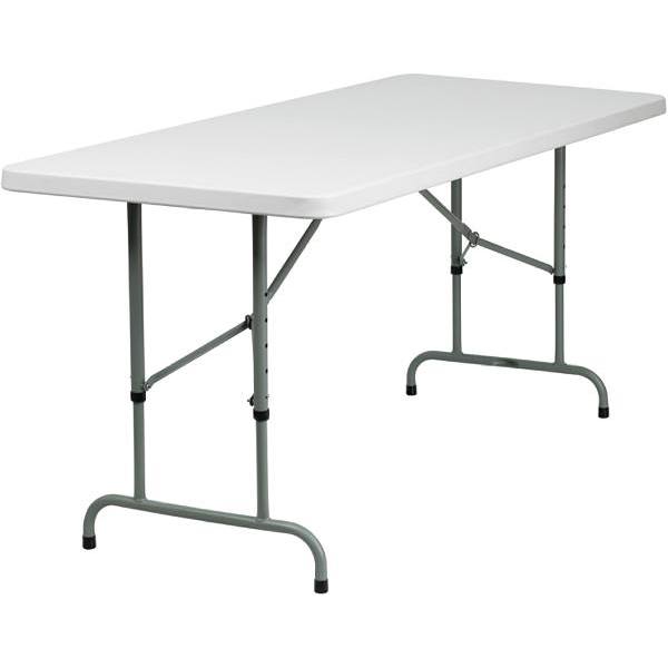 Carnegy Avenue # Rb3072adj 72 In. Plastic Tabletop Metal Frame Folding Table (Granite White)