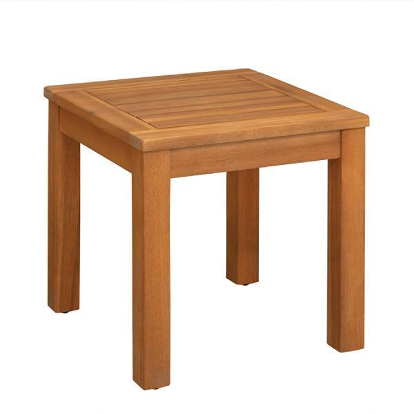 Patio Sense Lio Oslo Natural Stain Square Solid Wood Outdoor Side Table
