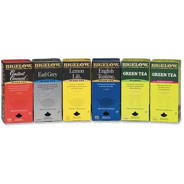 Bigelow Assorted Tea Packs 6-Flavors, 28-Tea Bags/Flavors, Case Of 168