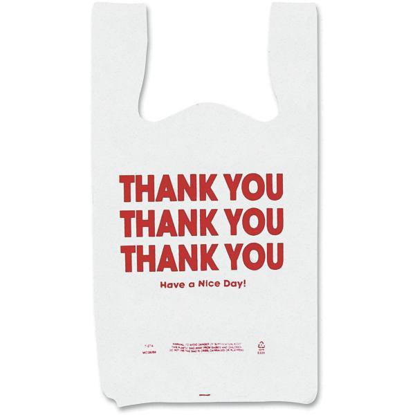 Cosco 11 In. X 22In. White Thank You Printed Plastic Bags (250-Pack)