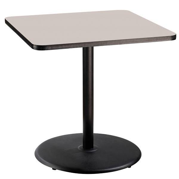 National Public Seating 36"Sq Café Table 36"H Round Base Grey Top Black Frame