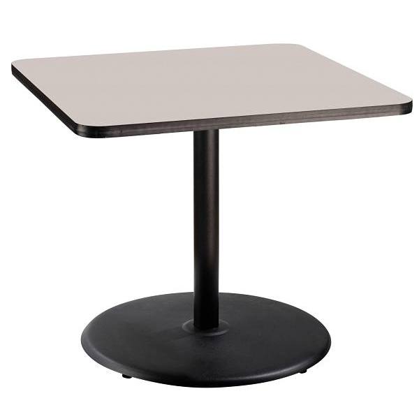 National Public Seating 36"Sq Café Table 30"H Round Base Grey Top Black Frame