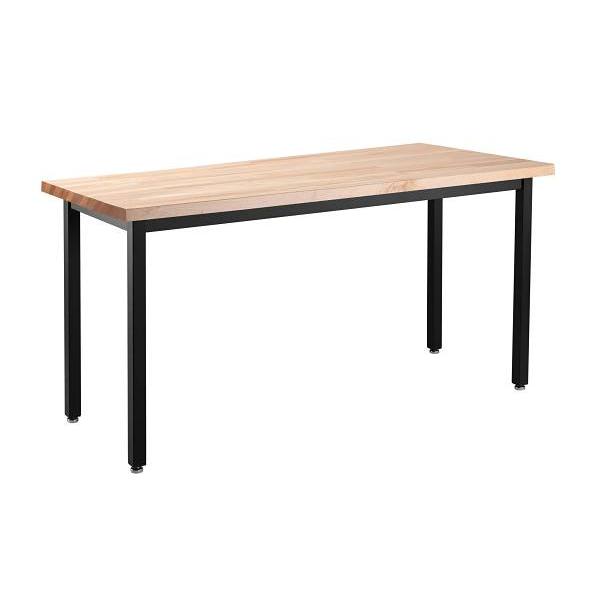 National Public Seating Steel Table 30 X 60 X 30 Butcherblock Top, Black Frame