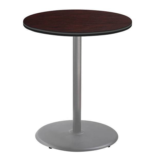 National Public Seating 36"R Café Table 42"H Round Base Mahogany Top Grey Frame