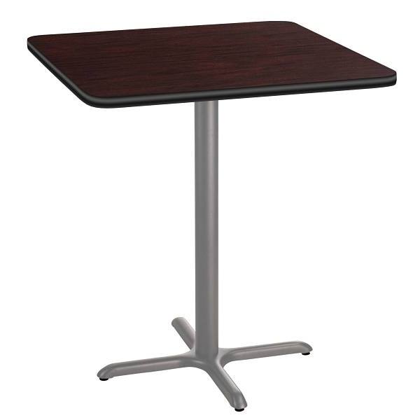 National Public Seating Café Table 36" Sq X 42"HCore/T-Mold Mahogany Grey