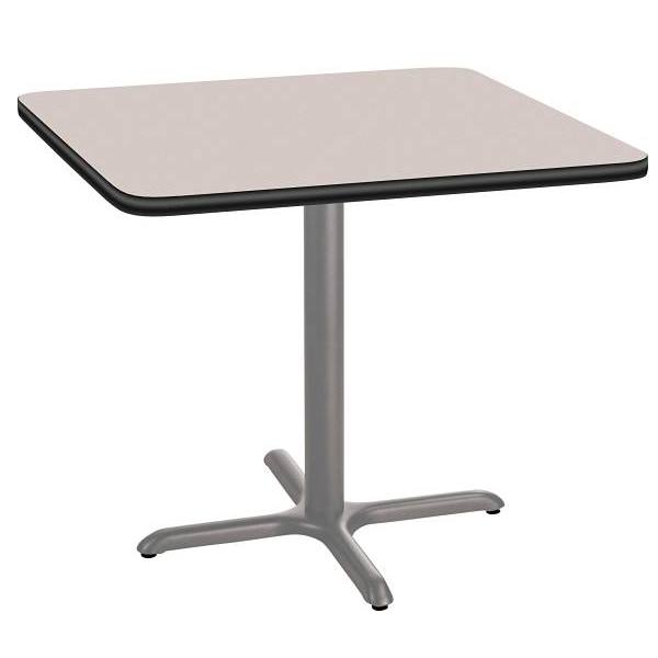 National Public Seating 36"Sq Café Table 30"H, X Base Grey Top, Grey Frame