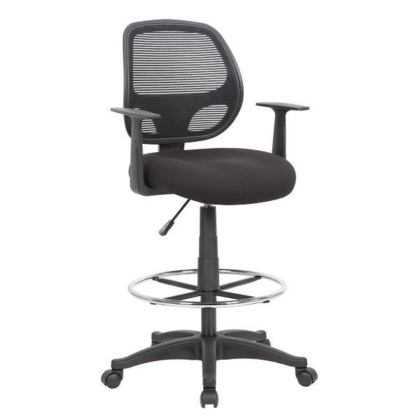 Boss Commercial Grade Mesh-Back Fixed Arms Drafting Chair