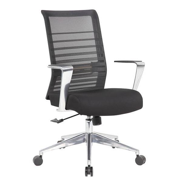 Boss Contemporary Mesh Back Executive Style Chair Fixed Aluminum Arms