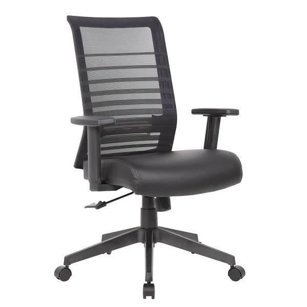 Boss Mesh Back Executive Desk Chair Lumbar Support And Antimicrobial Black Vinyl