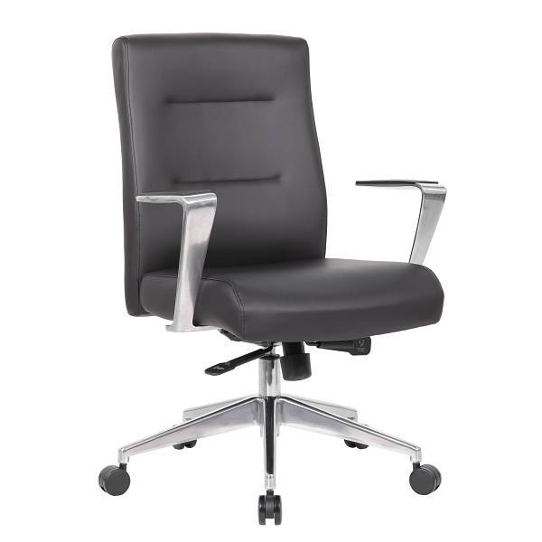 Boss Executive Desk Chair In Black Antimicrobial Vinyl Gas-Lift Seat Adjustment