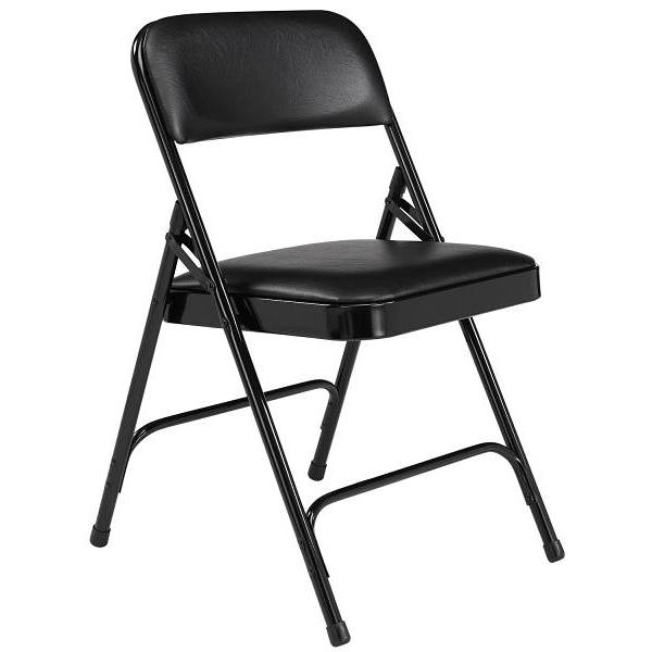 National Public Seating 1200 Series Folding Chair, Vinyl, Black, Package Of 4