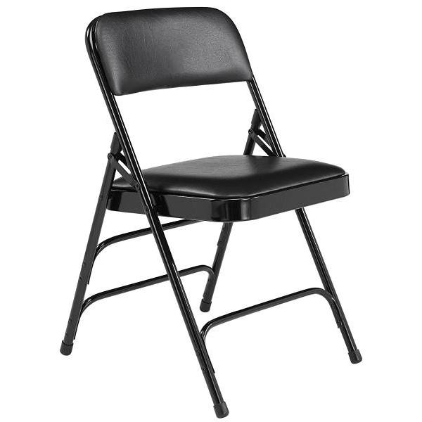 National Public Seating 1300 Series Folding Chair, Vinyl, Black, Package Of 4