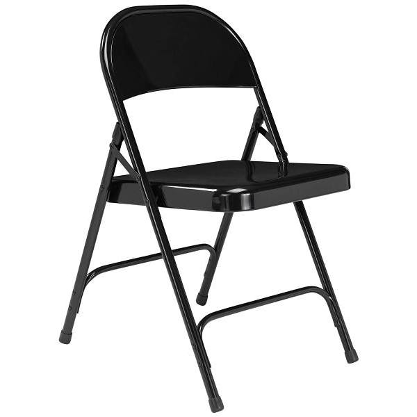 National Public Seating 50 Series Folding Chair, All-Steel, Black, Package Of 4